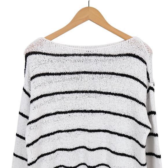 Madewell Boatneck Pullover Sweater Black Mini Stripe Size Small NWT - Picture 3 of 8